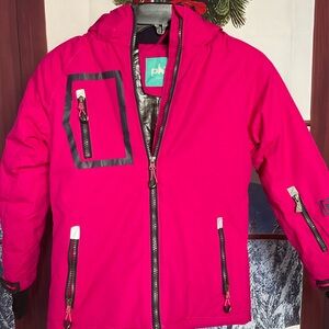 Vibrant Pink Kids Puffer ski jacket sz 9/10 #1222